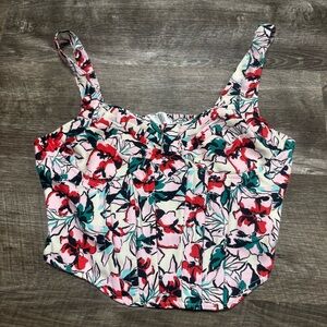 Japna Floral Tank Top Crop Top Size Large